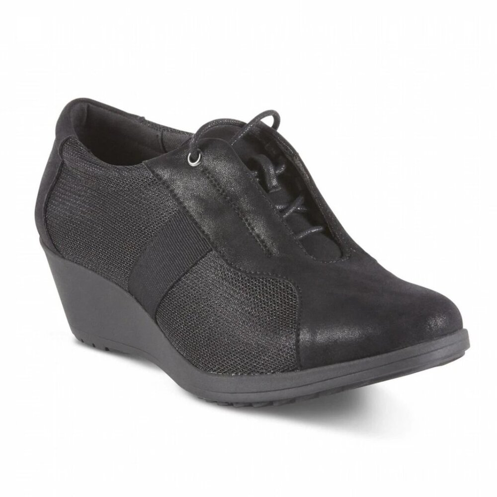 Basic Editions Women's Reina Wedge Oxford - Black